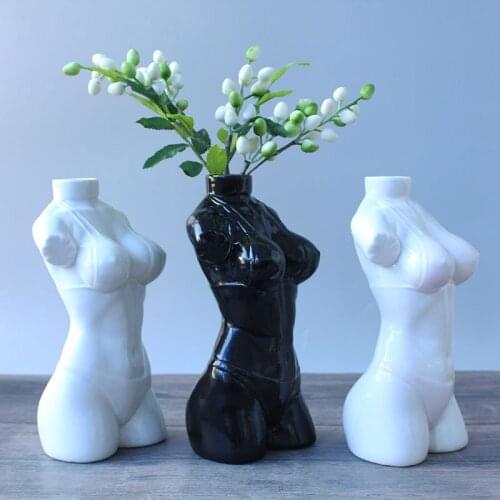 Creative human body ceramic vase nude female sculpture desktop dried flower flower arrangement container office home decoration