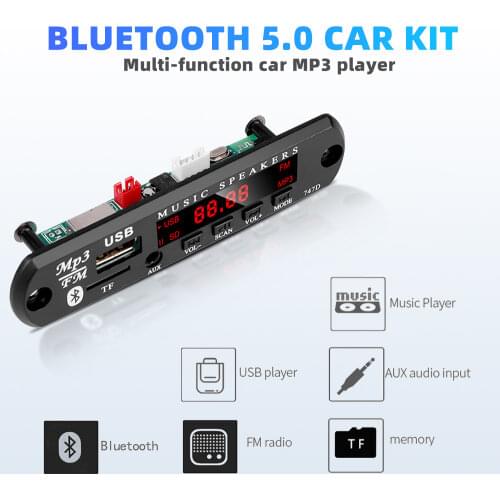 Kebidu USB MP3 Player Decoder Board TF Radio FM AUX Wireless Bluetooth Module 5V 12V 24V WMA MP3 Audio 3.5mm For Car for iPhone