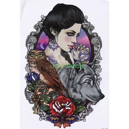 Waterproof Temporary Tattoo Sticker princess girl wolf owl rose tatto stickers flash tatoo fake tattoos for women