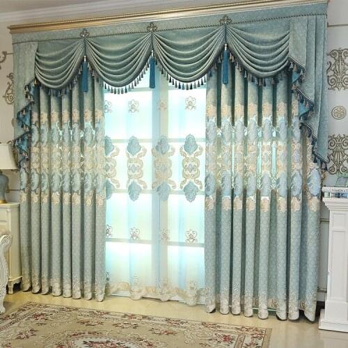 Embroidered Curtains for Living Room Dining Bedroom Chenille Embroidered CurtainHot Selling Window Shade Cloth Spot Customized