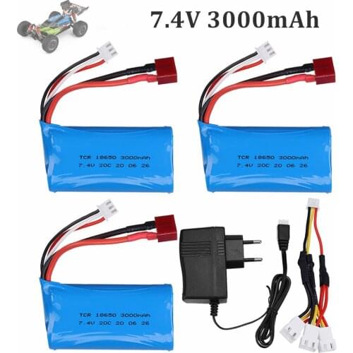 Wltoys 144001 car 2s 7.4 V 3000mAh Lipo battery Charger Set with T Plug for Wltoys 1/14 144001 RC car boat Lipo battery parts