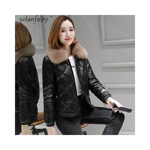 Genuine Leather Jacket Women 2020 Natural Fox Fur Collar Autumn Winter Jacket Women Sheepskin Coat Korean Down Jackets ZD1811