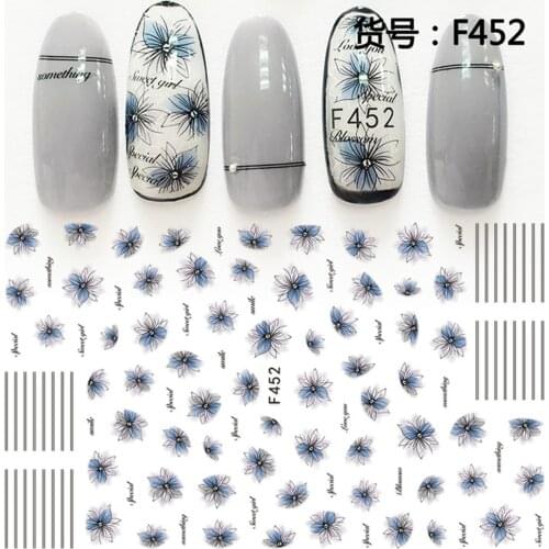 1Sheet 3D Water Decals Nail Art Stickers vintage mixed Flowers horse on Nails of Dandelions Stickers Manicure Z011
