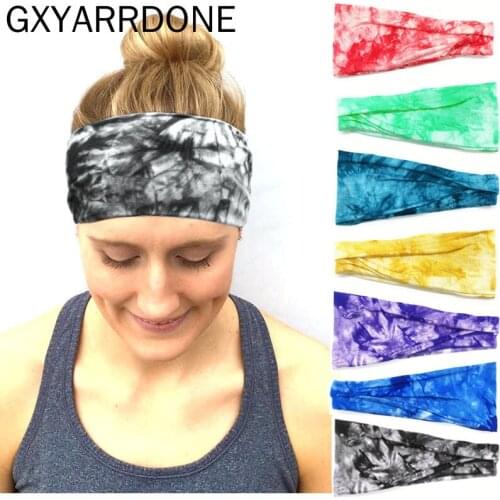 1pc Women Tie-dye Yoga Headband Sport Elastic Cotton Head Bandage Running Sweat Absorbing Running Gym Scrunchy Hair Bands