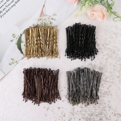 100PCS/Bag 5cm U Shaped Alloy Hairpins Waved Hair Clips Simple Metal Bobby Pins Barrettes Bridal Hairstyle Tools Accessories