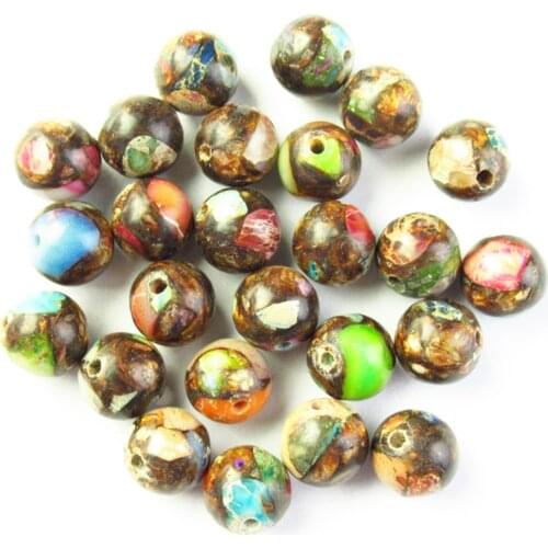 25pcs 8mm Rainbow Sea Sediment Jaspers Copper Bornite Round Ball Pendant Loose Bead G37861 For Jewelry Making DIY