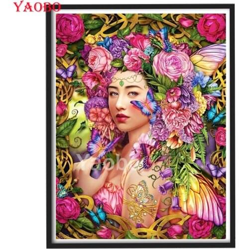 5d Diy Diamond Painting Flower Fairy Full Square Round Drill Embroidery Fantasy Woman Cross Stitch 2021 New Top Gift Decor