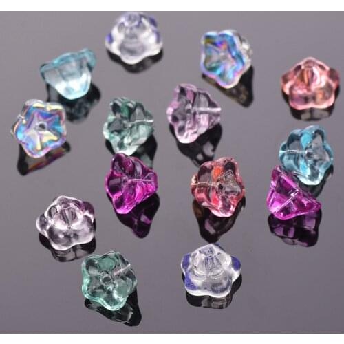 10pcs 8x6mm Flower Shape Crystal Glass Loose Spacer Beads for Earring Jewelry Making DIY Crafts