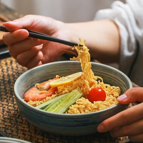 Jingdezhen hand-made rice bowl stoneware bowl old-fashioned eating bowl Japanese tableware bowl vegetable soup bowl noodle bowl