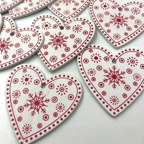 10pcs White Assorted Valentines Day Wooden Button Craft Card Embellish W497