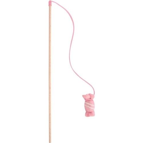 1pc Cat Wooden Wand Creative Candy Design Cat Teaser Wand Kitten Interactive Toy Pet Supplies Cat Favors