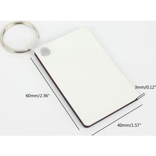30Pcs Sublimation Heat Transfer Wood Blank Rectangle MDF Keychains Jewelry DIY M2EA