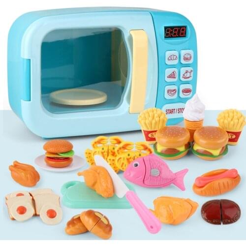 Kids Kitchen Toys Simulation Microwave Oven Educational Toys Mini Kitchen Food Pretend Play Cutting Role Playing Girls Toys