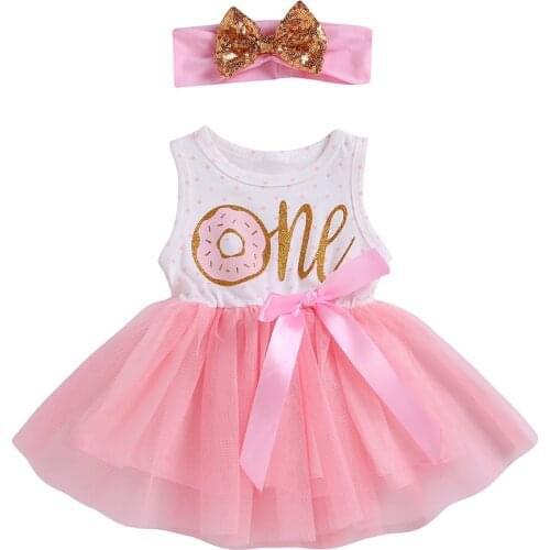 Kids First Birthday Suit Baby Girls Lace Dress Clothes Sets Letter Ribbons Bow Tutu Skirt Dress Hairband Sister Outfits Newborn