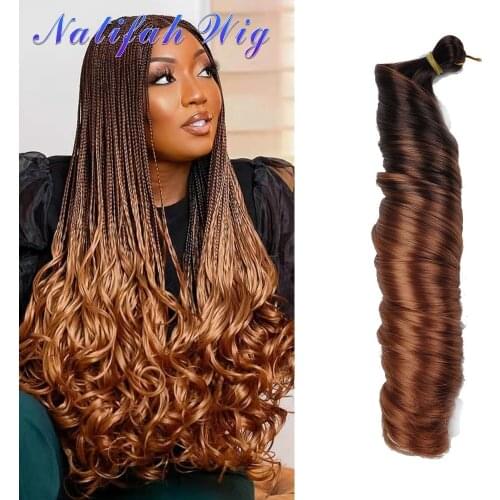 Natifath Yaki Pony Style Wavy Crochet Braid Spiral Loose shiny Silky Wave Hair French Curls Synthetic Curly Braiding Hair