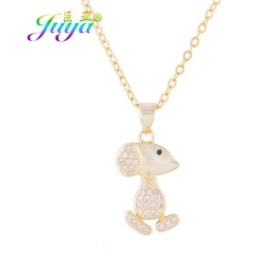 Juya Fashion Animal Jewelry Supplies Gold /Rose Gold Dog Pendant Necklace For Women Girls Handmade Gift Necklace