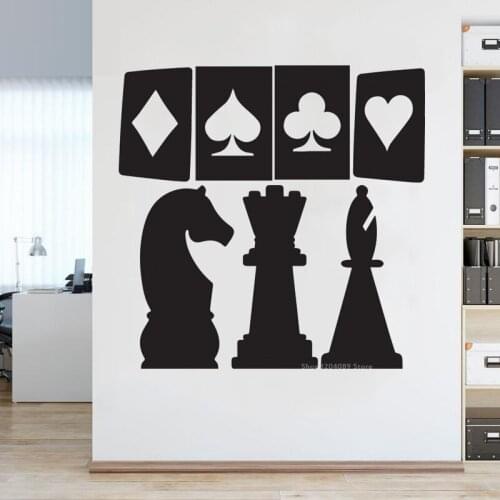Cards & Chess Card Games Wall Sticker International chess Intellectual sports For teens Bedroom Wall Decor Removable decal DG375