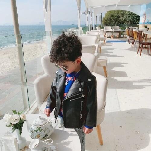 Childrens Leather Clothing 2021 Autumn Winter New Boys Fashion Handsome Leather Jacket 2-7 Y Kids Boy Punk Style Coat Outerwear