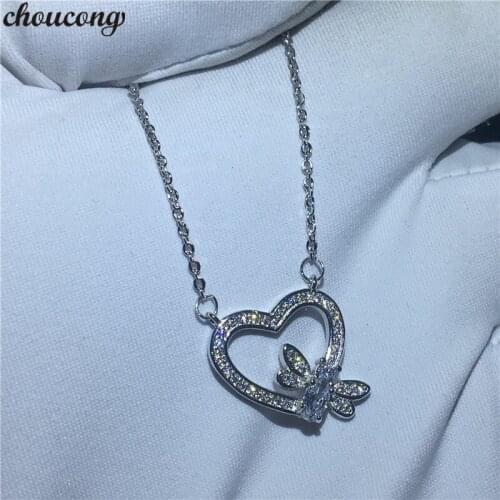 Choucong honeybee Heart Pendants 5A Zircon Cz Real 925 Sterling silver Wedding Pendant with Necklace for women Birthday Gift