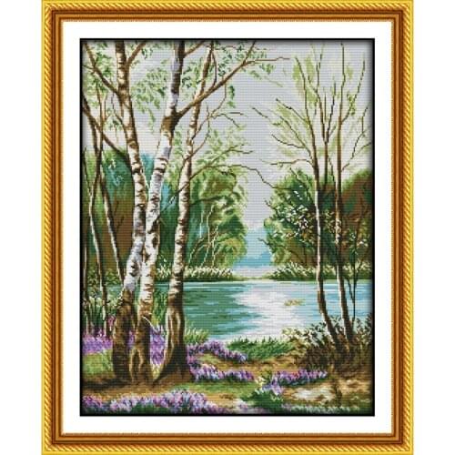 Everlasting Love Beautiful View Of Lake Chinese Cross Stitch Kits Ecological Cotton Printed 11CT DIY Christmas Decorations Gift