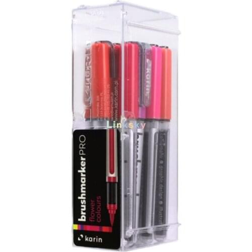 Karin Markers 12 Flower Colours Set,Marker Pro,Transparent Body with Ink Free System,2.4 oz Liquid Colour,No Felt-Tip Pen Marker