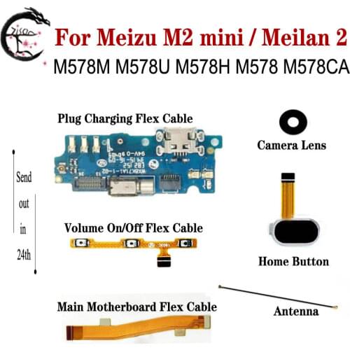 Camera Lens For Meizu M2 mini Meilan2 USB Charger Plug Home Button Motherboard Volume On/Off Power Antenna Signal Flex Cable