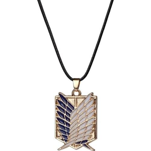 Attack on Titan Alloy Necklace Figure Toys Wings of Liberty Shingeki No Kyojin Leather Chain Gold Silver Pendant Gift