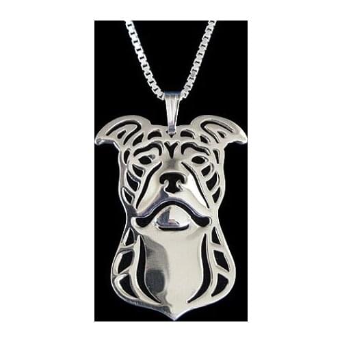 Dog necklace Handmade America pit bull terrier necklace Carved hollow pendant jewelry golden colors plated