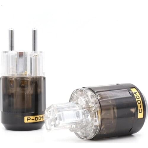 P-004E+C004 Rhodium Plated European Power Plug Schuko Power Connector+IEC Female Plug