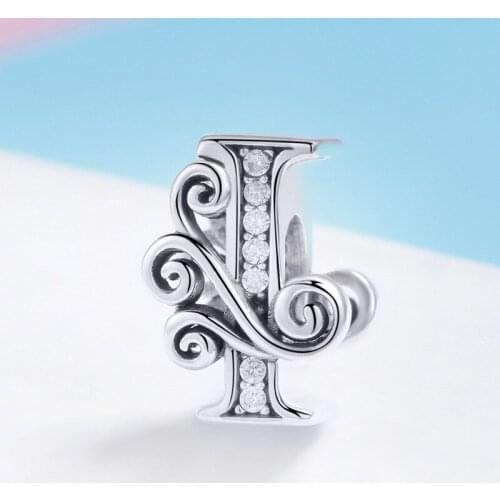 Pandach 100% 925 Sterling Silver Name Letter Alphabet I Charm Bead Fit Original Pandora Bracelets Pendant Jewelry Gift C030-I