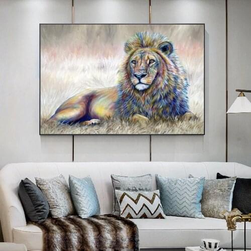 African Wild Lion Posters and Prints on Canvas Painting Lion Animal Wall Art Decorative Picture for Kids Room Cuadros Home Decor