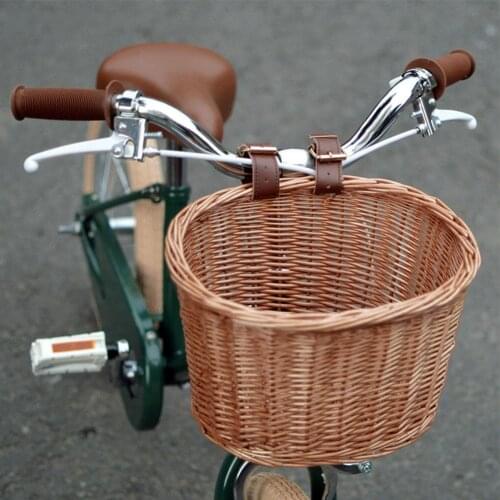 Men women Wicker Bicycle Basket Portable Shopping Basket Mountain Bike Vegetable Basket Environmental Protection Front Basket