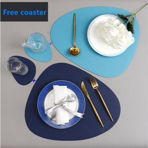 Placemat table pad pu leather table pad heat insulation non-slip simple placemats disc coaster placemat for dining table
