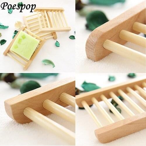 POSEPOP Natural Wood Soap Dish Wooden Soap Tray Holder Storage Soap Rack Plate Box Container for Bath Shower Plate Bathroom