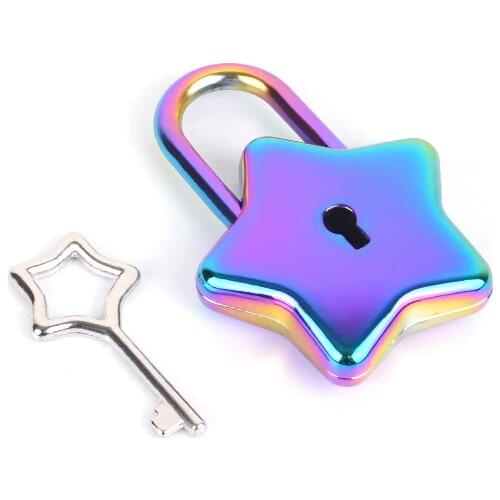 Rainbow Color Lovely Star Shape Padlock, Mini Padlock For Bag Suitcase, Handbag Decoration