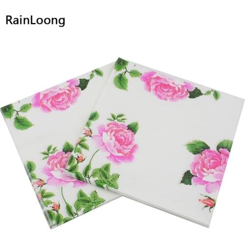 [RainLoong] Camellia Paper Napkin Printed Para Festas & Party Supply Decoration Tissue Servilleta 33*33cm 1 pack (20pcs/pack)