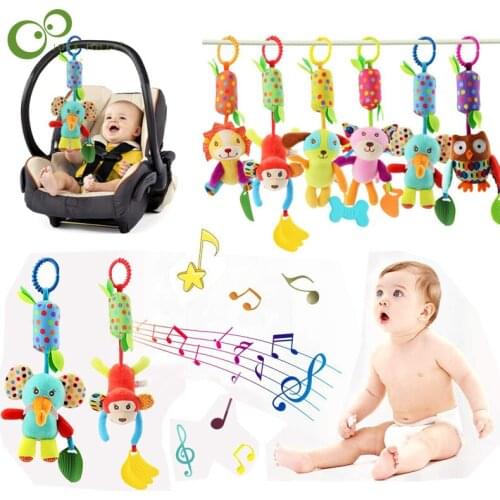Cute Baby Hanging Rattles Toys Newborn Crib Toys Car Seat Stroller Toys Colorful Animal Bell Soft Baby Sensory Rattles Toys YJN