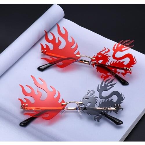 1 PC New Rimless Dragon Phoenix Sunglasses Women Summer UV400 Protection Ocean Lens Sun Glasses Retro Trendy Tinted Eyewear