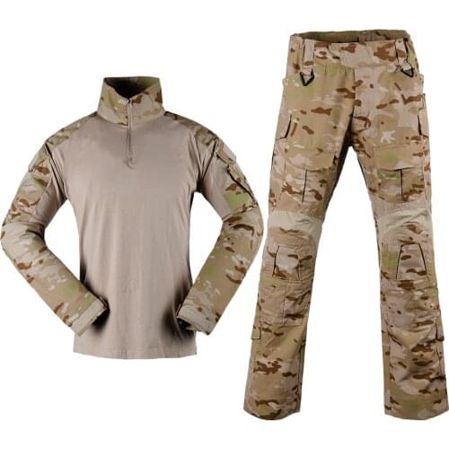 Combat Clothes Suit Tactical Camouflage Military Uniform Army Clothes Airsoft Military Men US Shirt + Cargo Pants Knee Pads G3