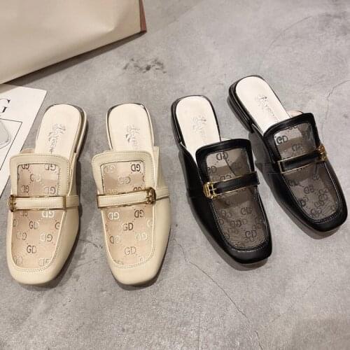 Women Fashion Slippers INS Style Loafers Translucent Sexy Flat Mules Sandals（Size 35-43