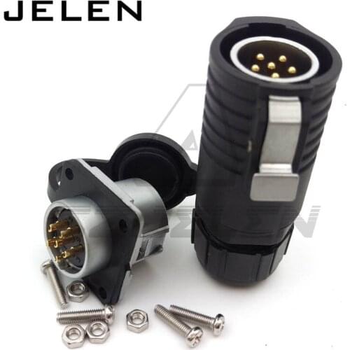 XHE20, IP68 weatherproof male female 6 pin connectors, Current Rating 12A, LED Panel mount waterproof connector, wire connector