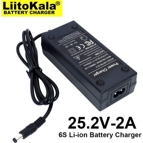 5PCS Liitokala 25.2V 2A 6series 18650 lithium battery charger 25.2V Constant current charger 2A current DC 5.5*2.1MM
