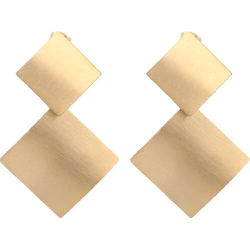 Fashion Vintage Earrings For Women Big Geometric Statement Gold Color Titanium Steel Metal Drop Earrings 2021 Trendy Earings