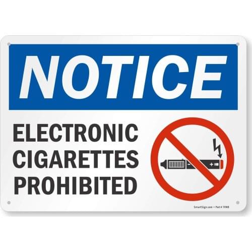 SmartSign No E Cigarette Smoking Sign, Electronic Cigarettes Prohibited Sign,8 x 12 Plastic, Made in USA