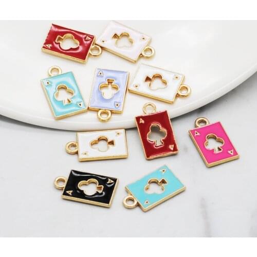10PCS/Lot Fashion Charm Poker A Charms Pendant Oil Drop For Bracelet DIY Jewelry Bracelet Making