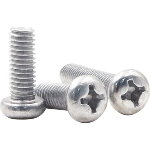 10pcs M5 M6 cross screws circle shape pan head screw anodizing bolts machine tooth bolt 6063 aluminum alloy silver color
