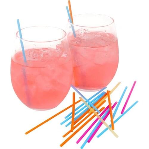 100Pcs/Set Straws Disposable DIY 6mm Diameter Flat Mouth Plastic Drinking Coffee Stirrers for Restaurants Bar