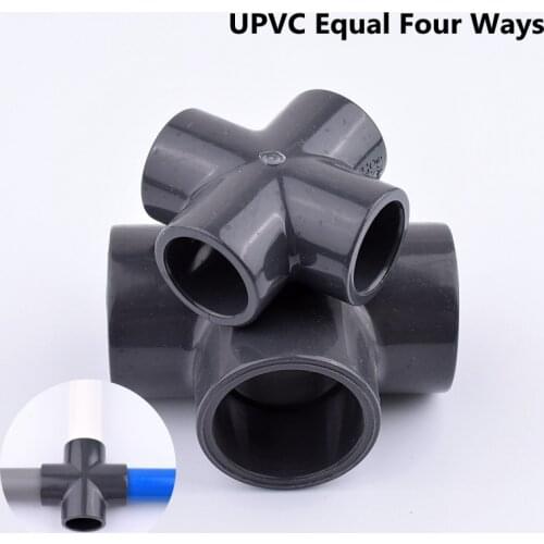 2-10Pcs Hi-Quality ID. 20~50mm UPVC Equal Four Ways Quick Pipe Joint Cross Connector Plastic Pipe Fittings Garden Irrigation