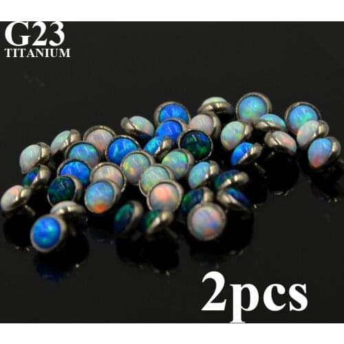 2 Pieces 100% Titanium Fire Opal Micro Dermal Piercings Dermal Anchor Top Skin Diver Replaceable Tops Piercing Body Jewelry
