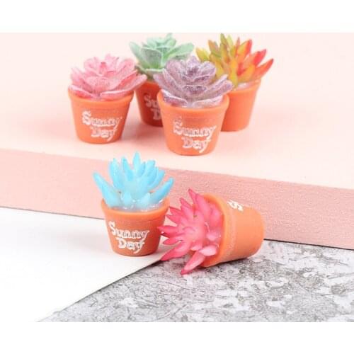 6 Pcs Potted Plant Flowers Pot Furniture Craft Dollhouse Miniature Fairy Garden Ornament Doll House Decor